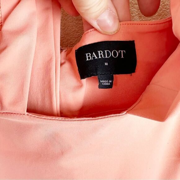 Bardot Orange Stretch Halter Midi Slit Dress Guilia Peach - Picture 3 of 7